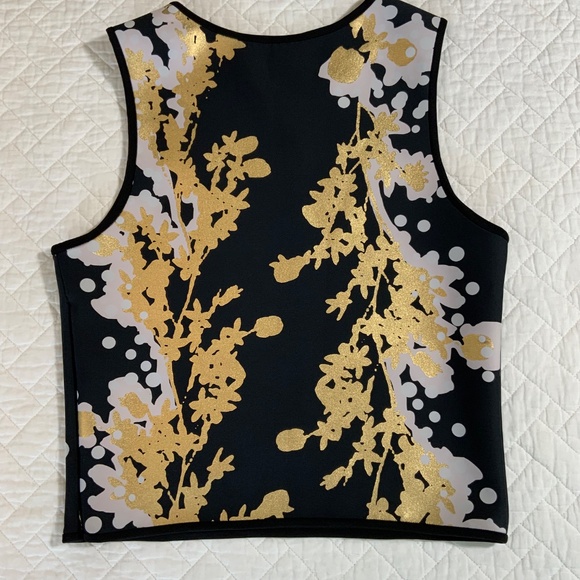 Cynthia Rowley Women’s Tank Top Size Large Black Scuba-Like Floral Print (F14) - Picture 4 of 5